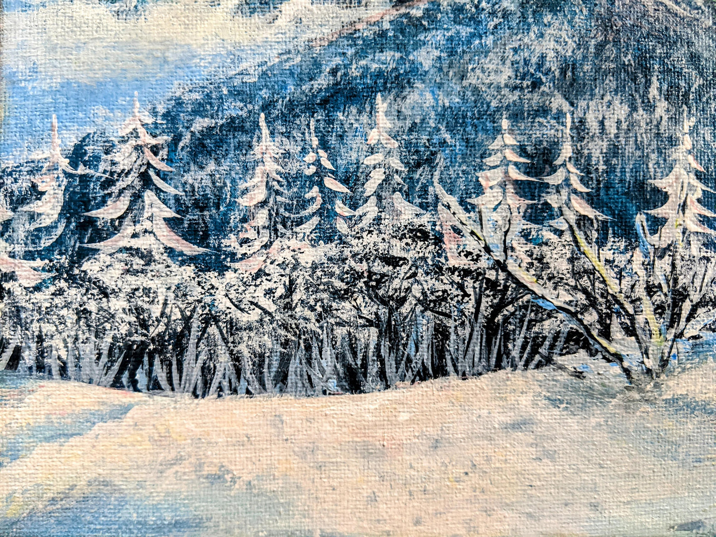 Winter hike looking at Killington from Pico, VT - Original Painting 8x10in