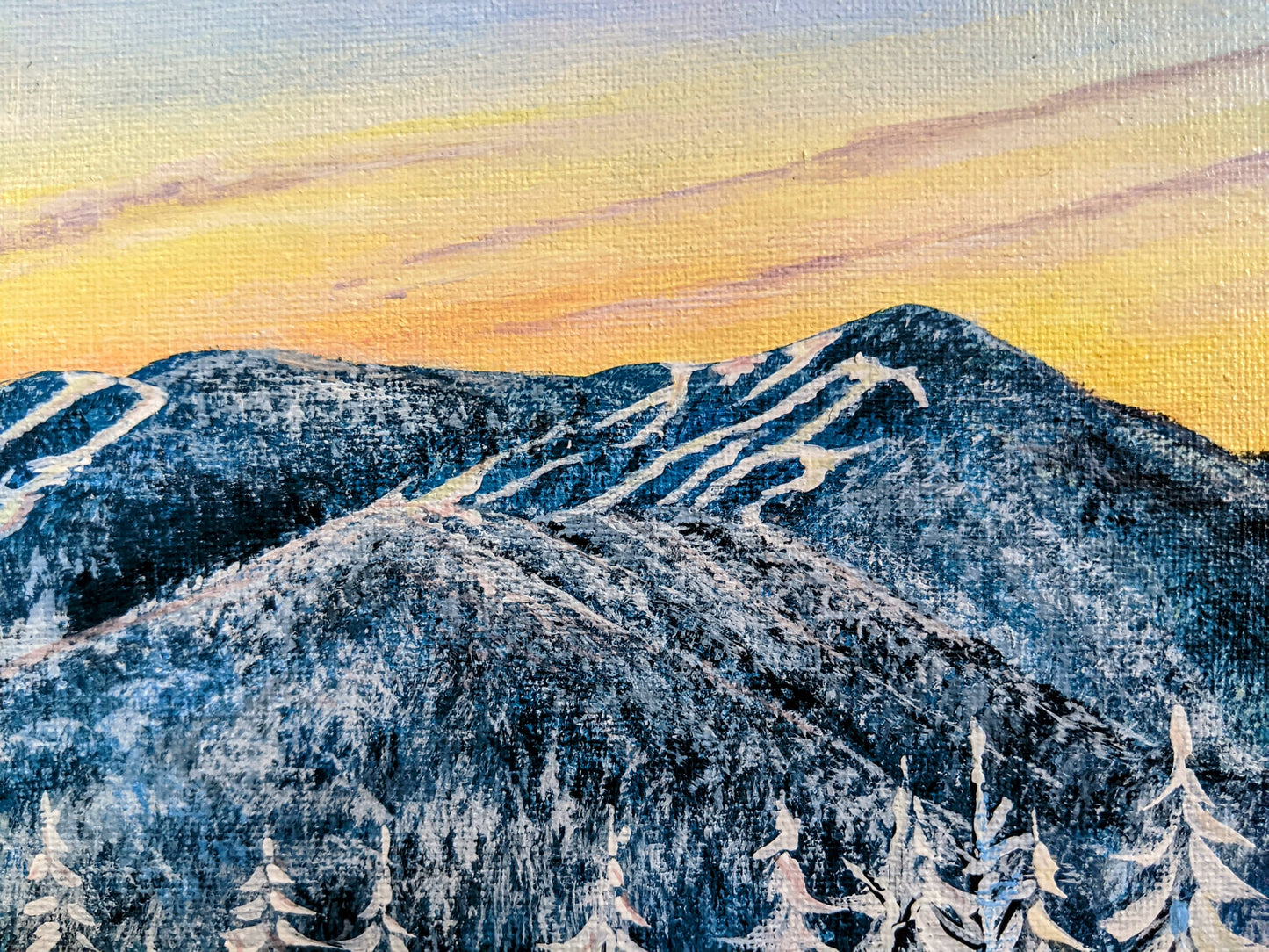 Winter hike looking at Killington from Pico, VT - Original Painting 8x10in