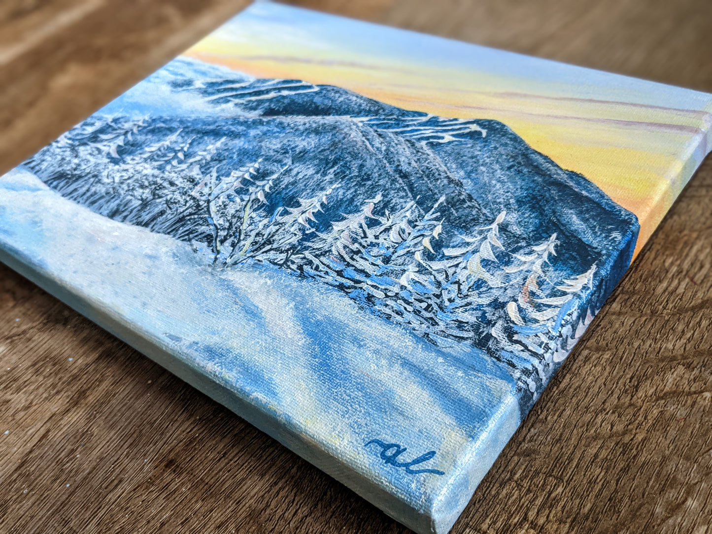 Winter hike looking at Killington from Pico, VT - Original Painting 8x10in