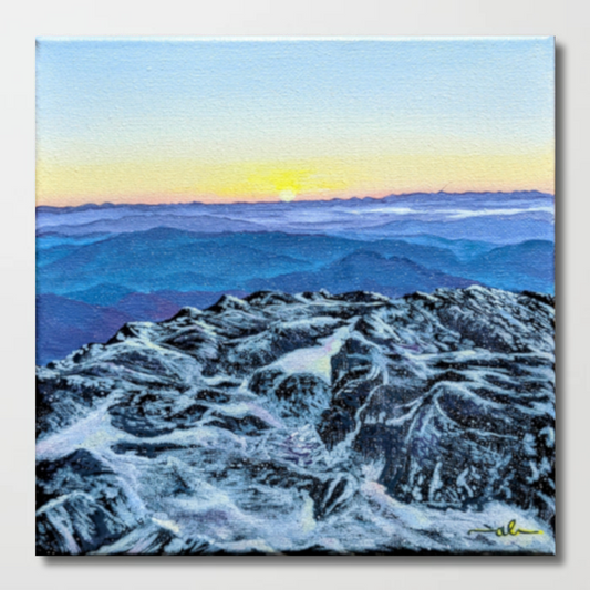 Sunrise from Camels Hump, VT - Original Painting 8x8in