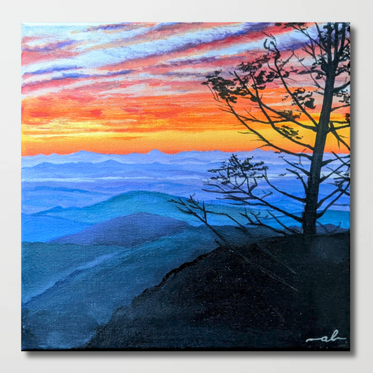 Sunset from Stark’s Nest, VT - Original Painting 8x8in